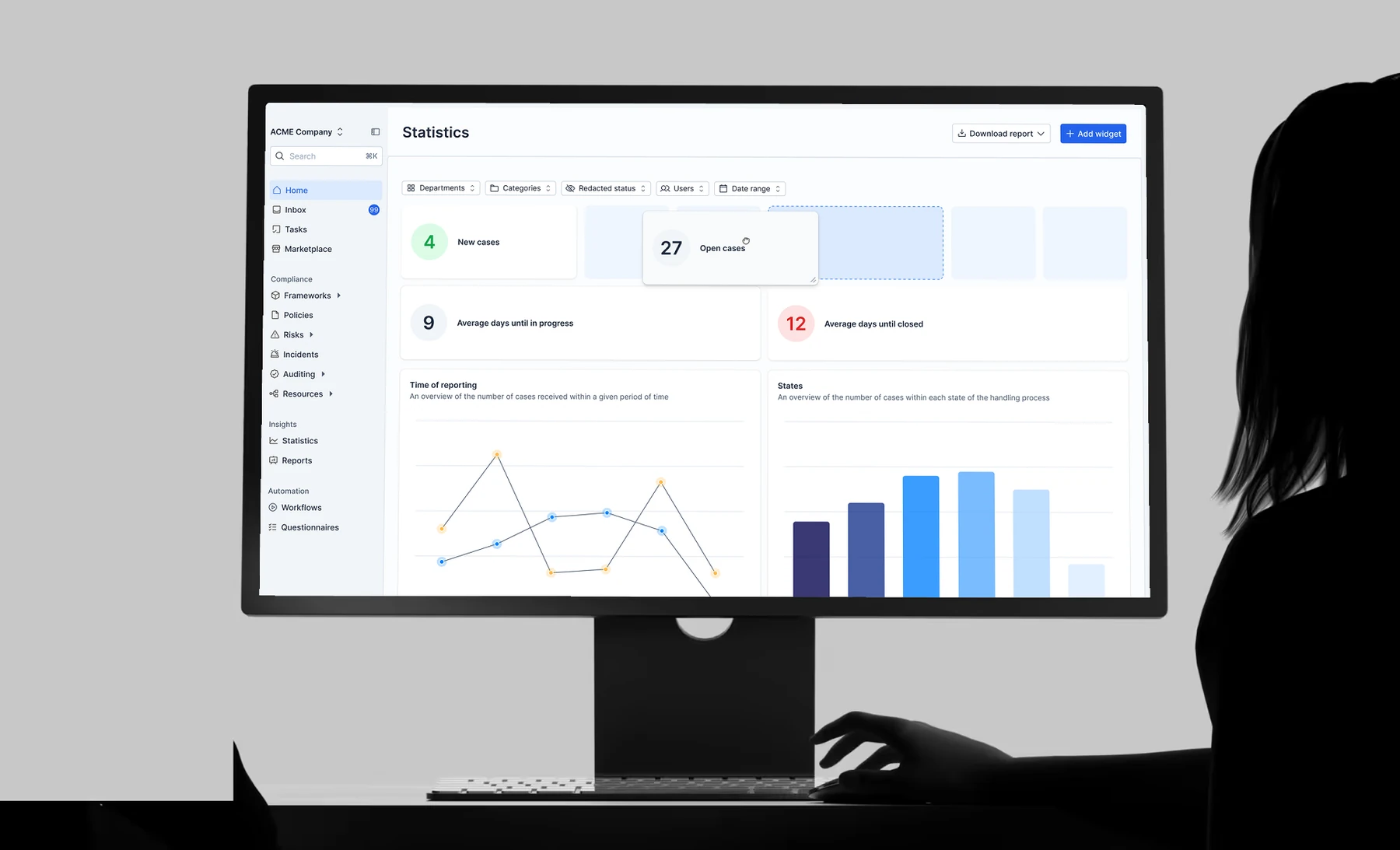 The statistics dashboard
