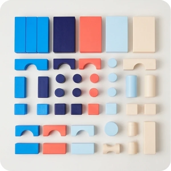 A sorted tray of blocks
