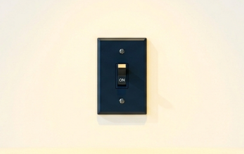 A light switch turned on