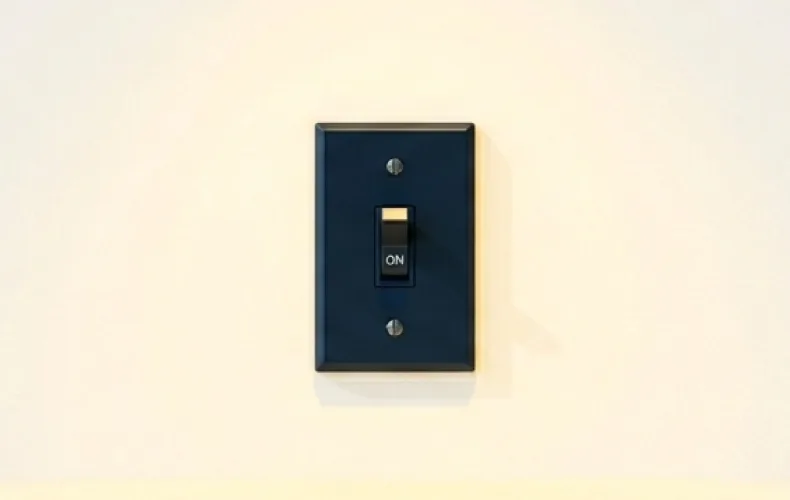 A light switch turned on