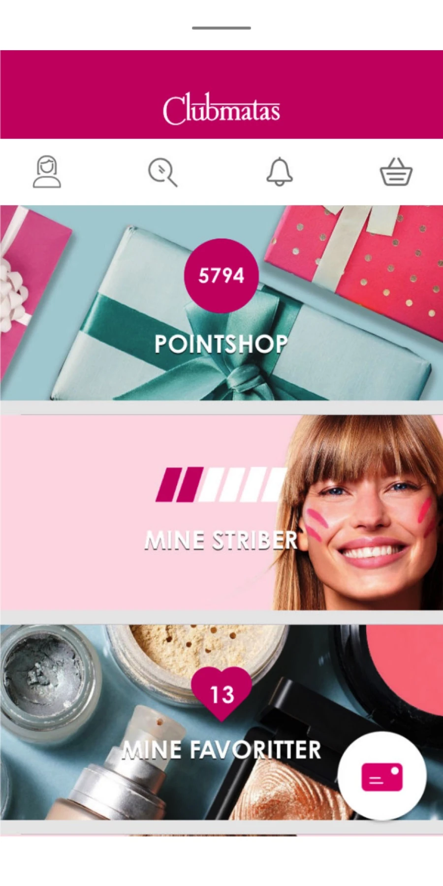 The Club Matas home screen before the redesign
